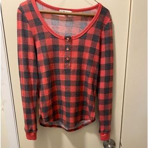 Thermal plaid top